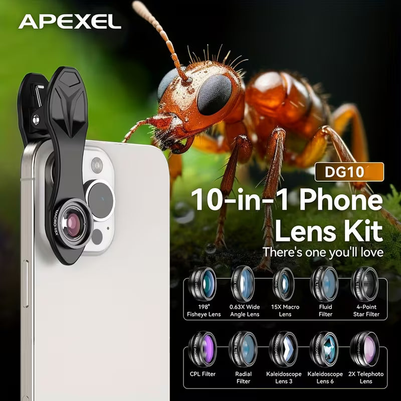 📸 Apexel 10-in-1 Smartphone Lens Kit